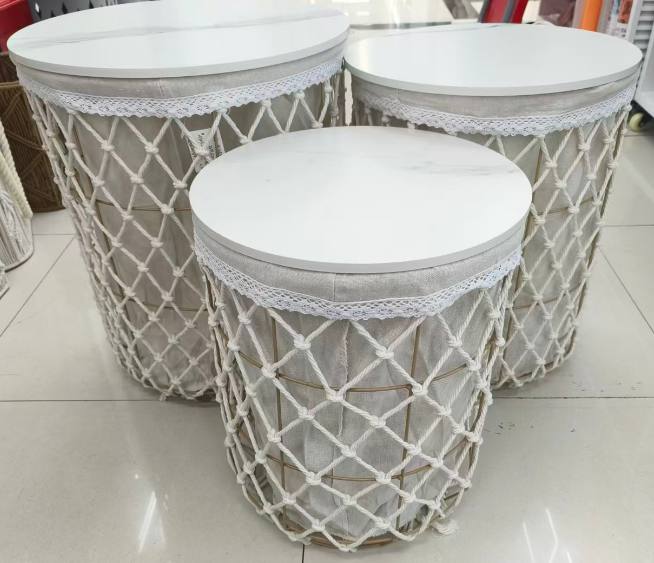 3 in 1 rafia basket with cover - Thumbnail 2
