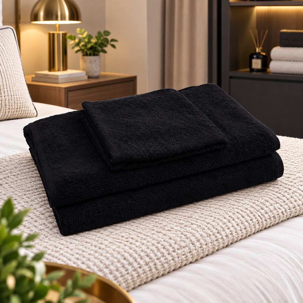 black towel set