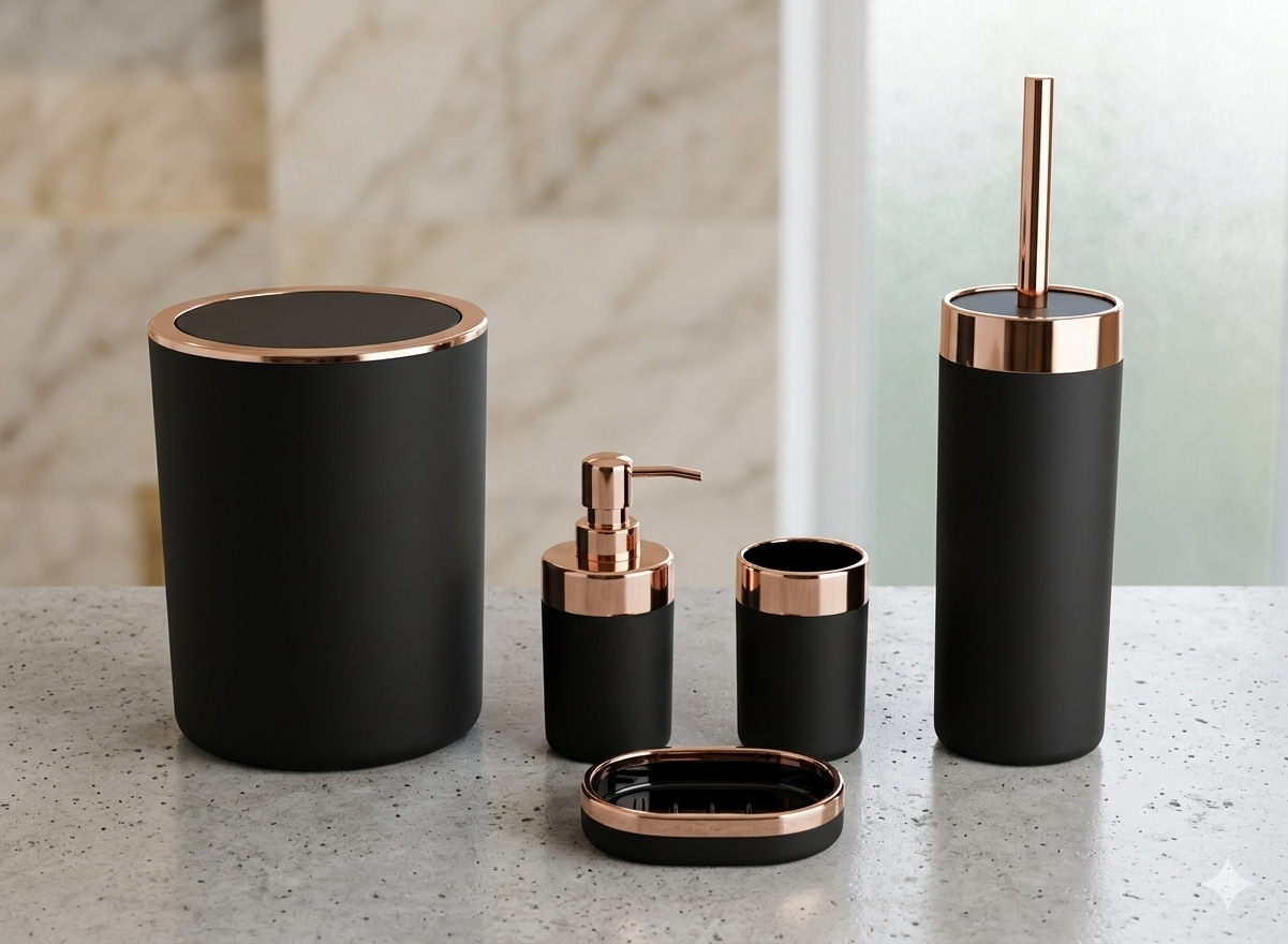 kl 9006h round black bathroom set