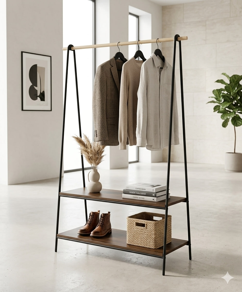 metal and wood cloth hanger