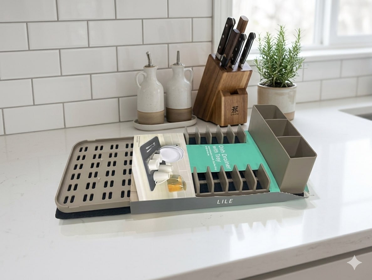 lile dish drainer with tray - Thumbnail 2