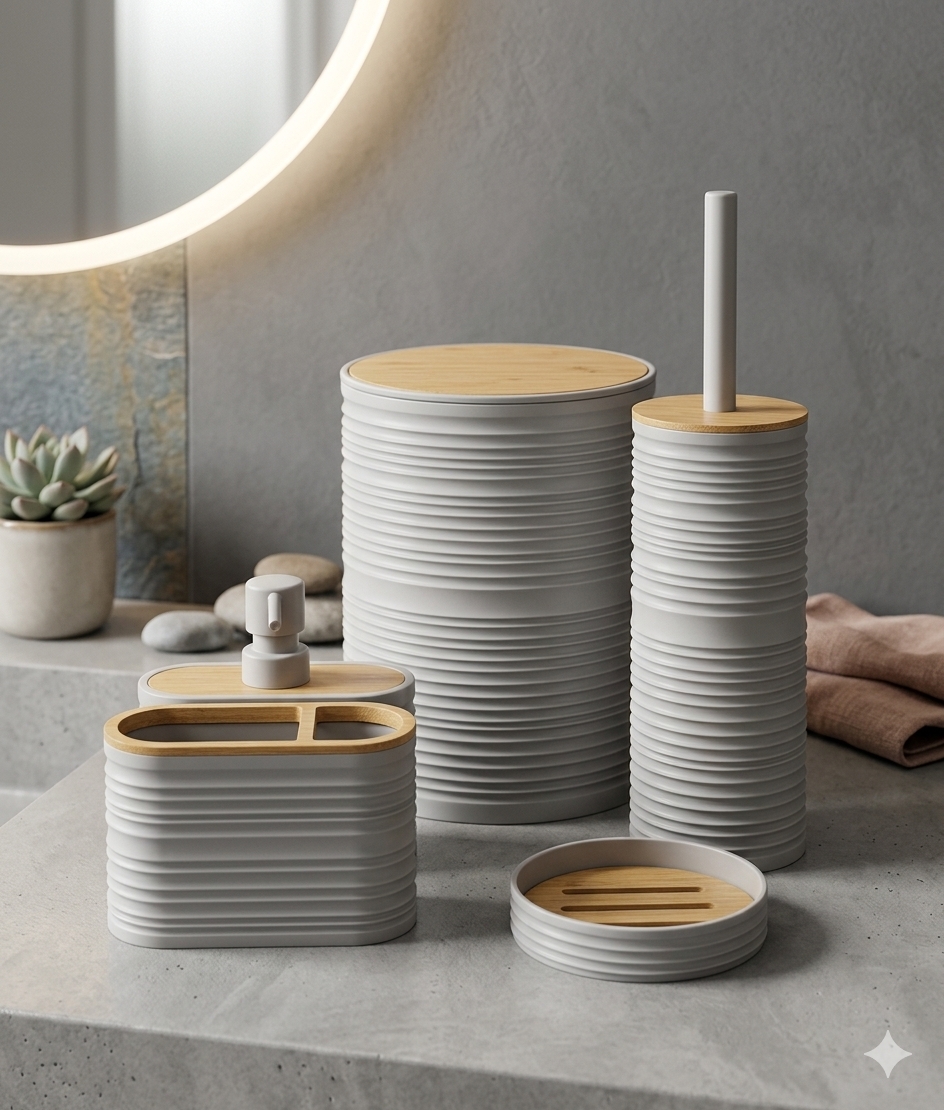 kl 9595 b round spiral bathroom set - Thumbnail 2