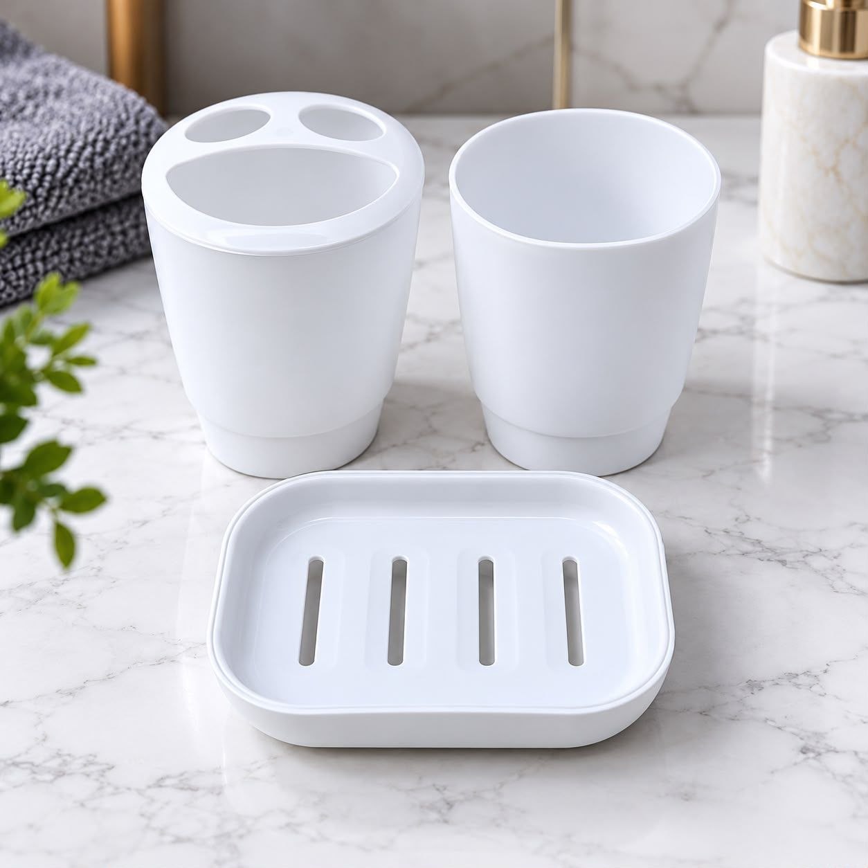 3 in 1 plastic bathroom set - Thumbnail 2