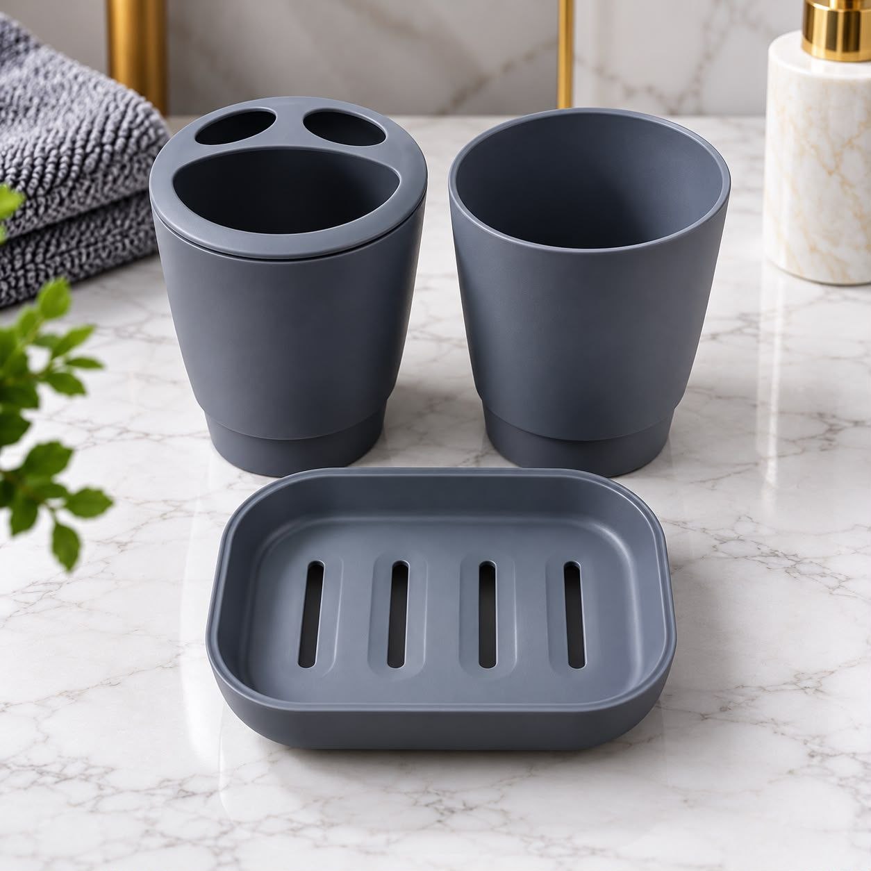 3 in 1 plastic bathroom set