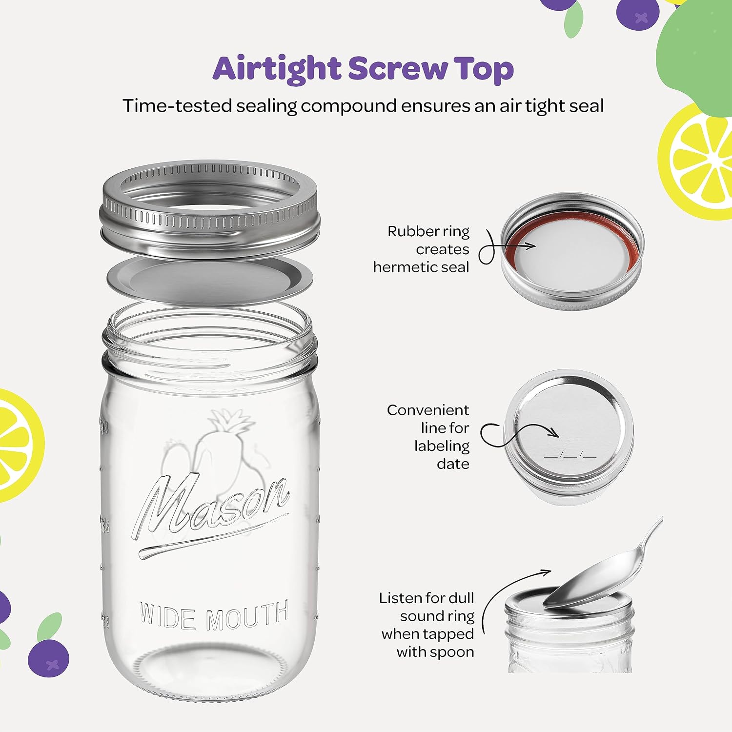 sewanta glass mason jars - Thumbnail 3