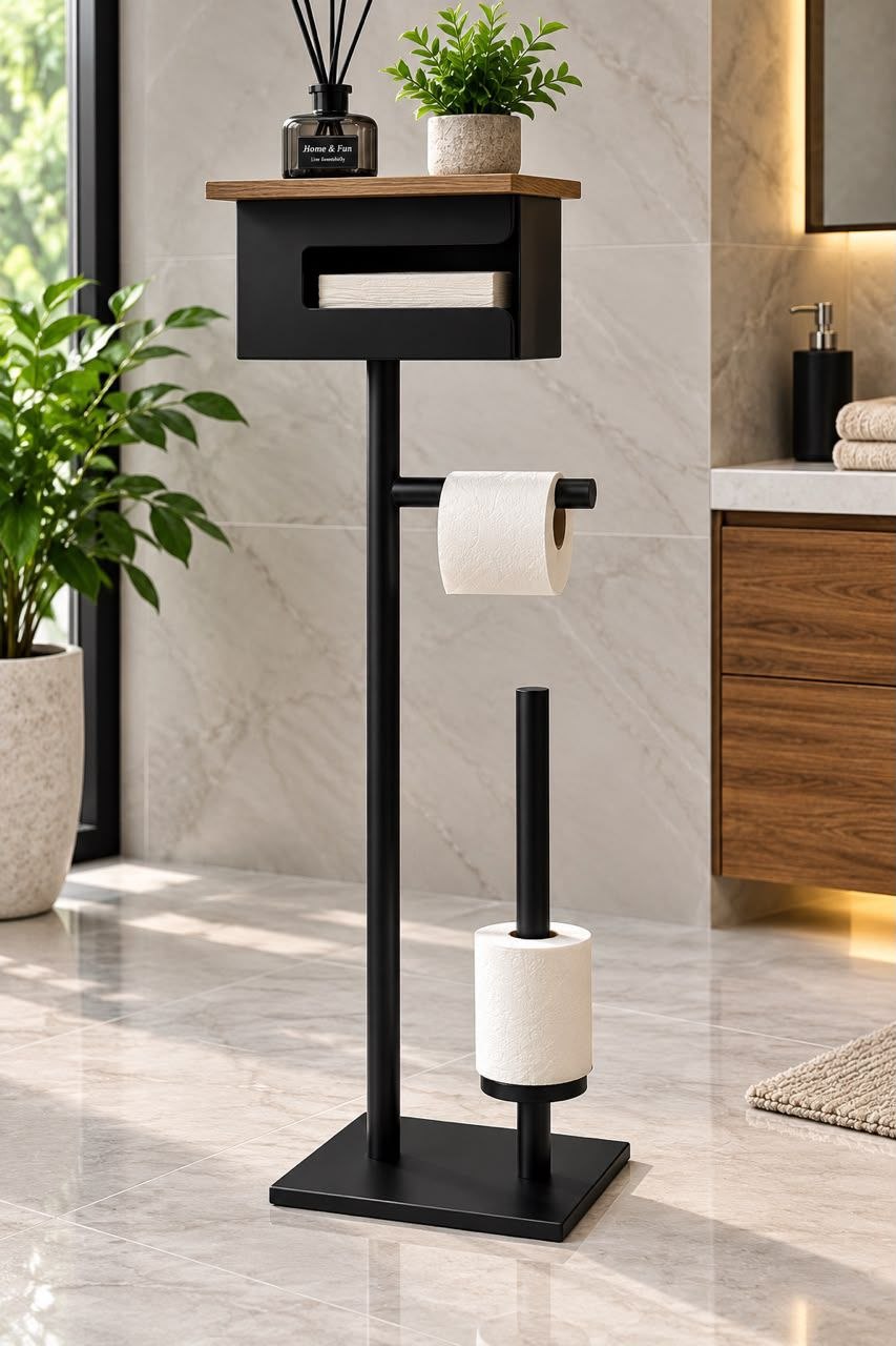 black tissue holder set