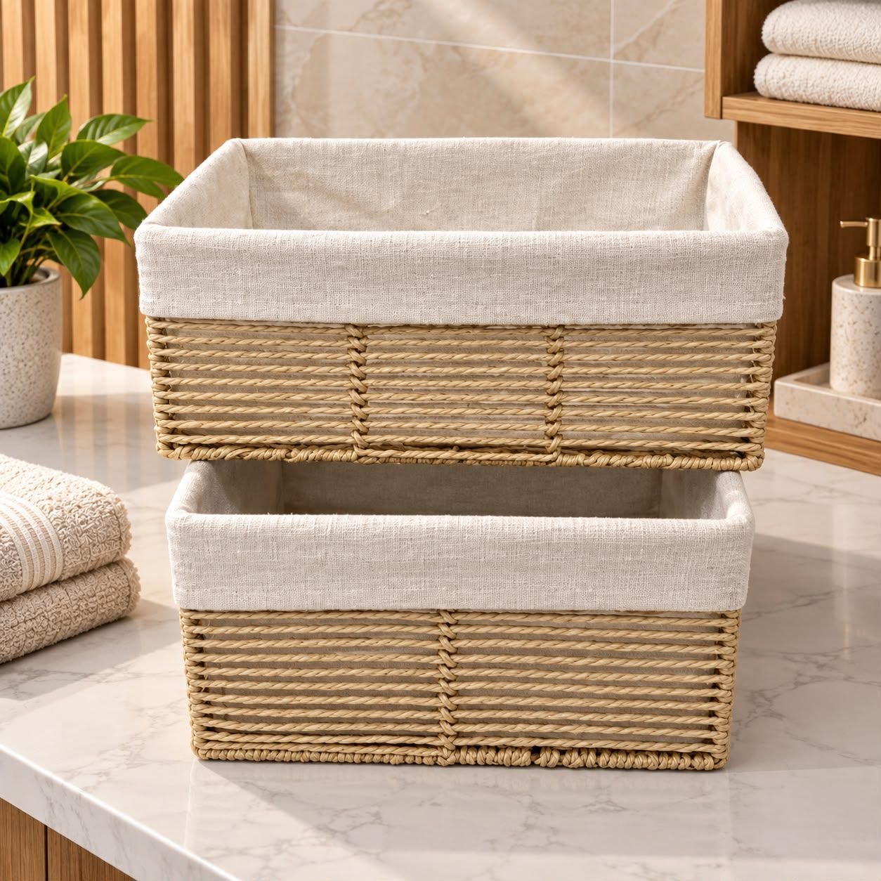 2 in 1 brown rafia hamper