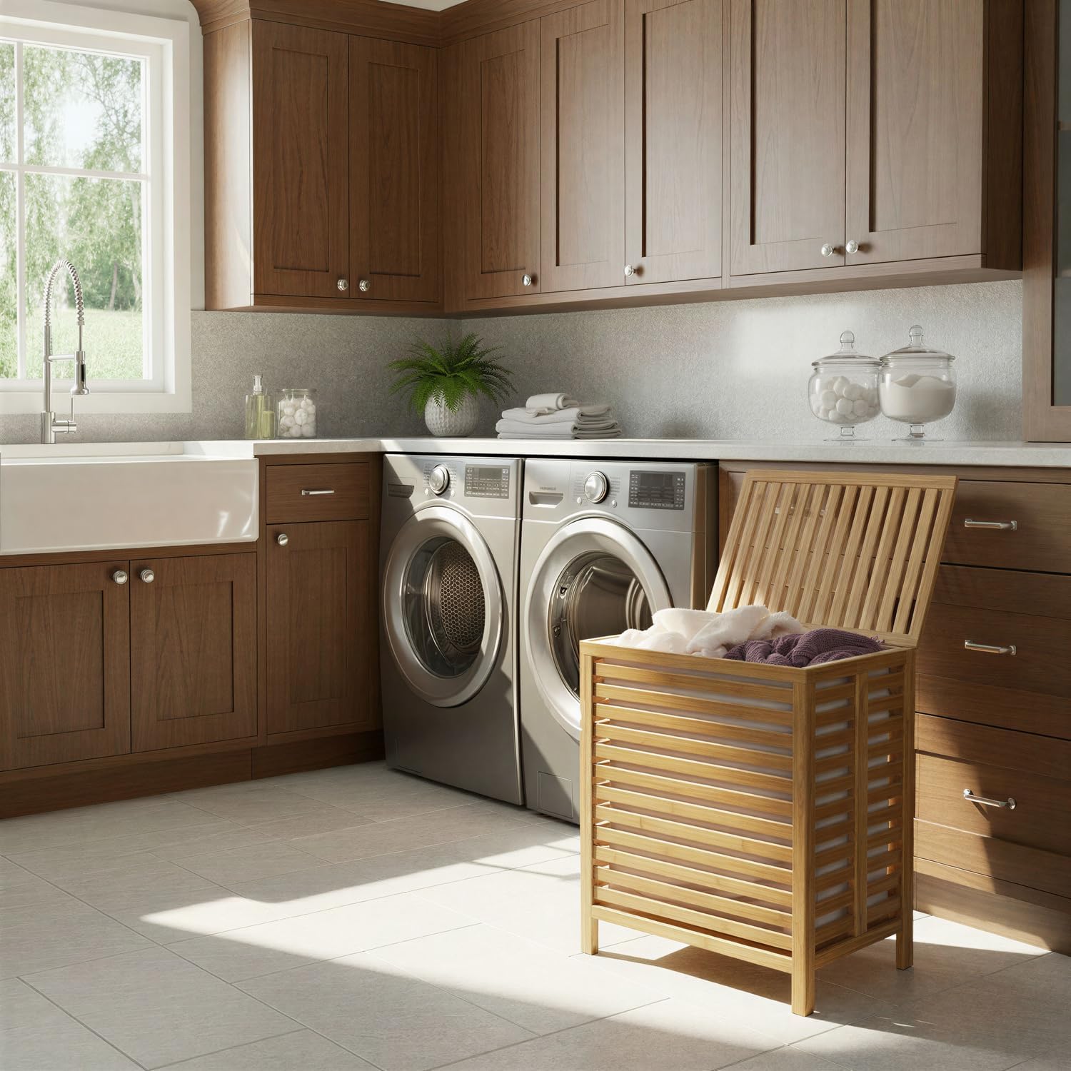 lile wooden laundry basket - Thumbnail 2