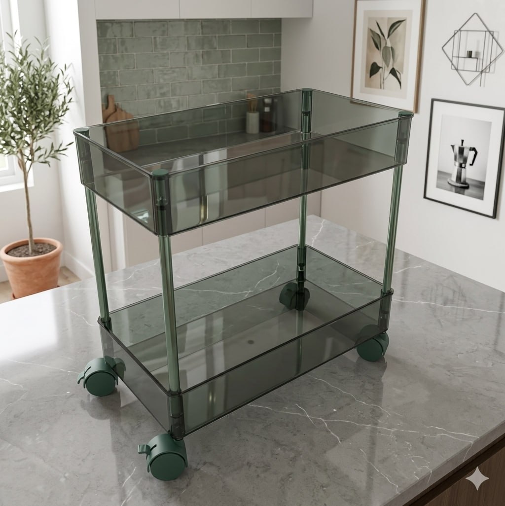 2 step green acrylic caddy