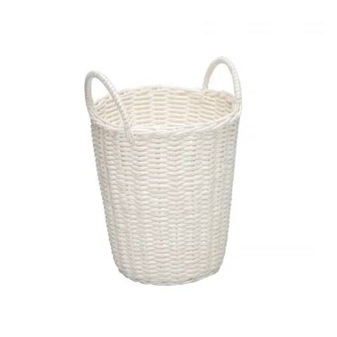 white single rafia basket with cover
