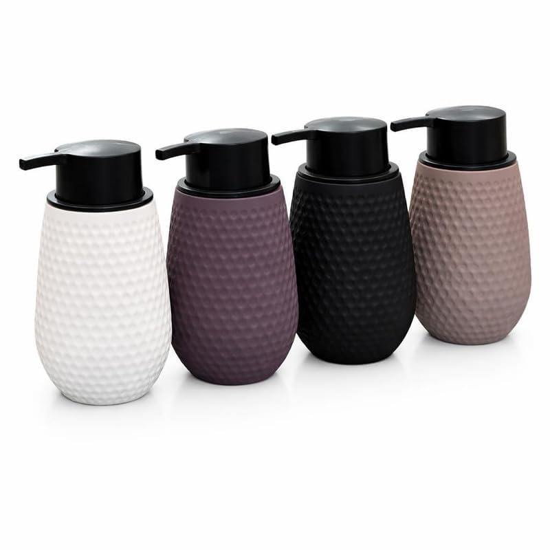 round dotted with big head soap dispenser