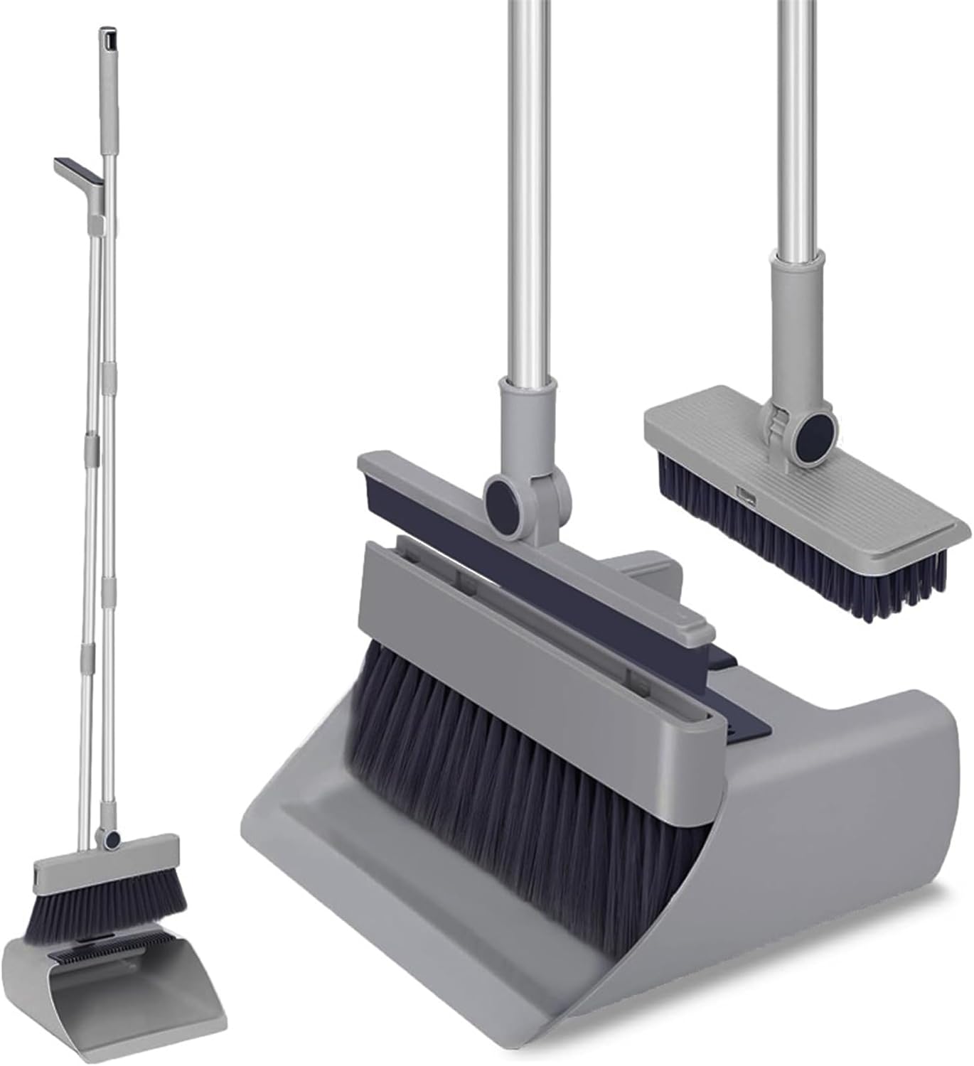 grey broom and brush dustpan set
