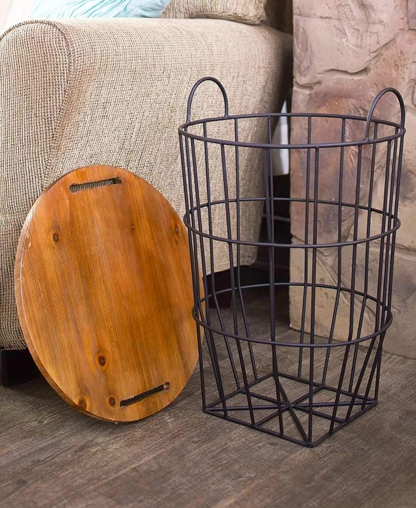 black metal and wood organizer - Thumbnail 2