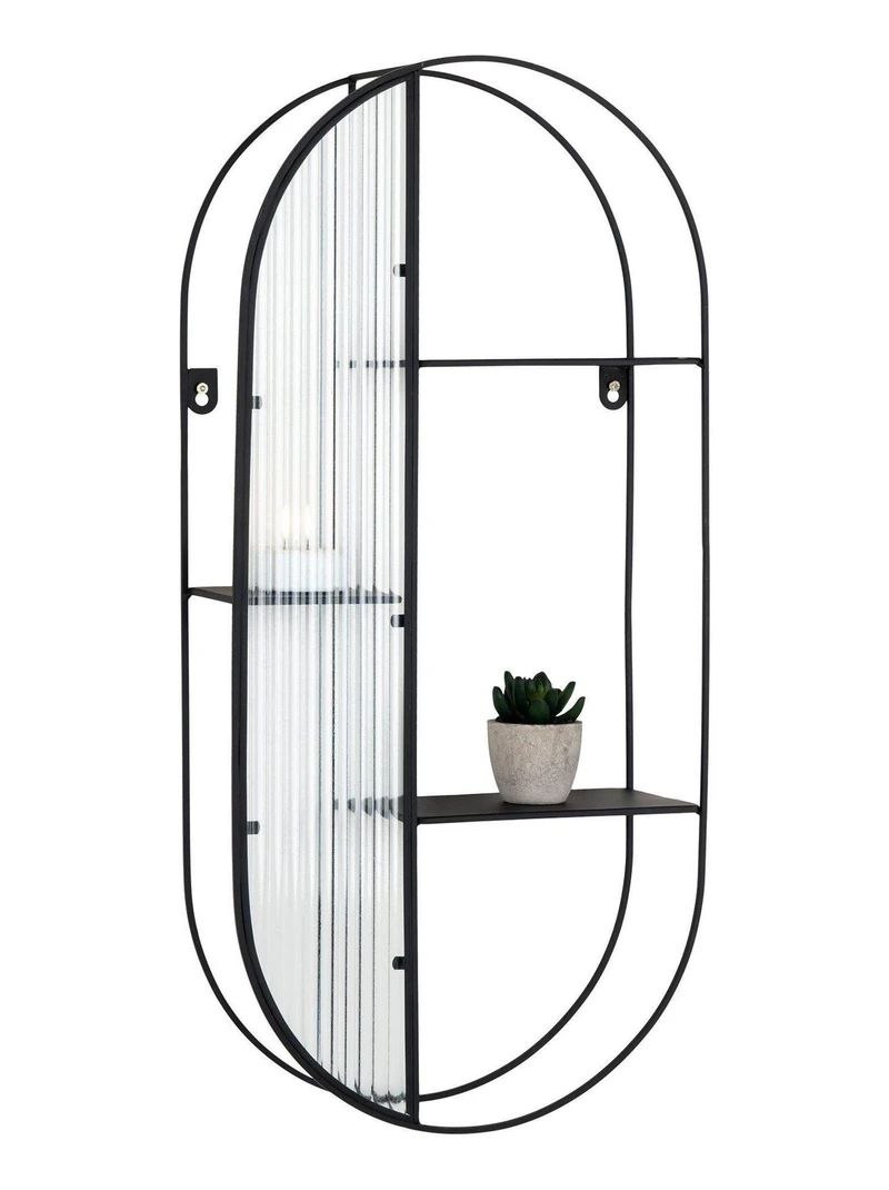 oval glass and metal shelf