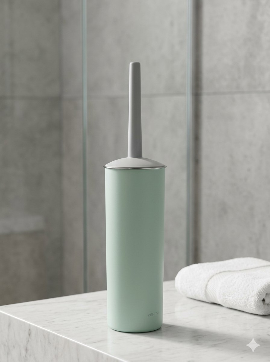 green plastic toilet brush