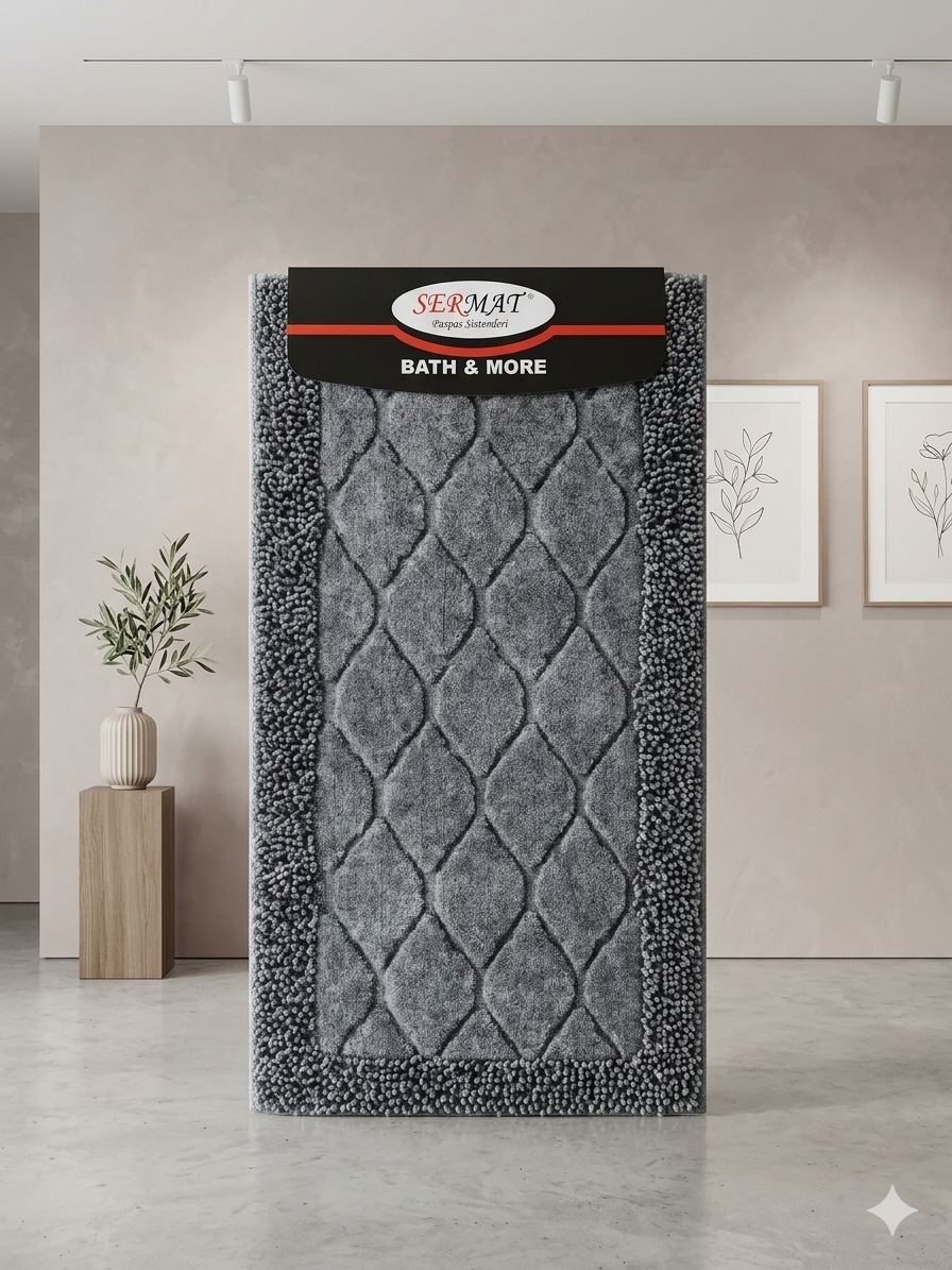 STONE SERMAT DARK GREY FURRY MAT