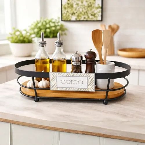 cerca wooden and metal caddy - Thumbnail 2