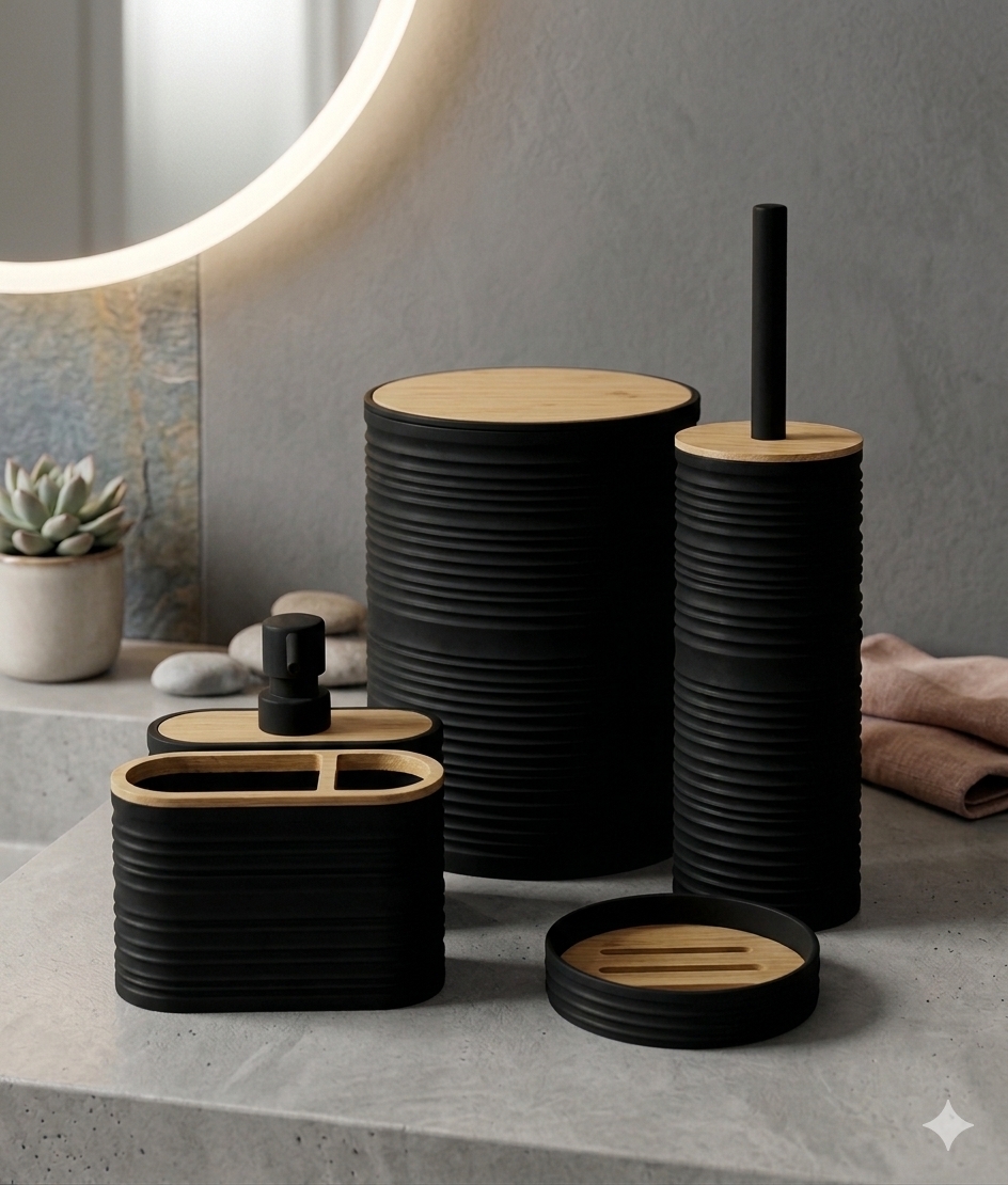kl 9595 b round spiral bathroom set - Thumbnail 3