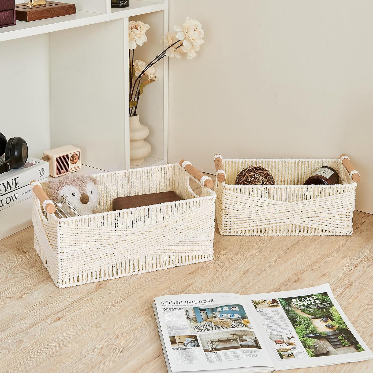 2 in 1 crossed rafia hamper - Thumbnail 4