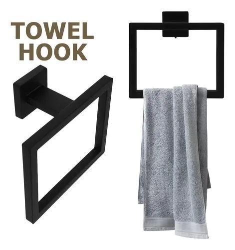 black bathroom towel holder