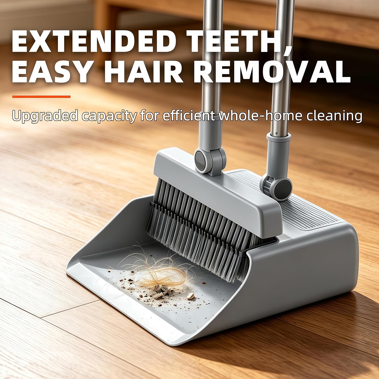 grey broom and brush dustpan set - Thumbnail 2
