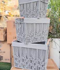 3 in 1 short rafia hamper set