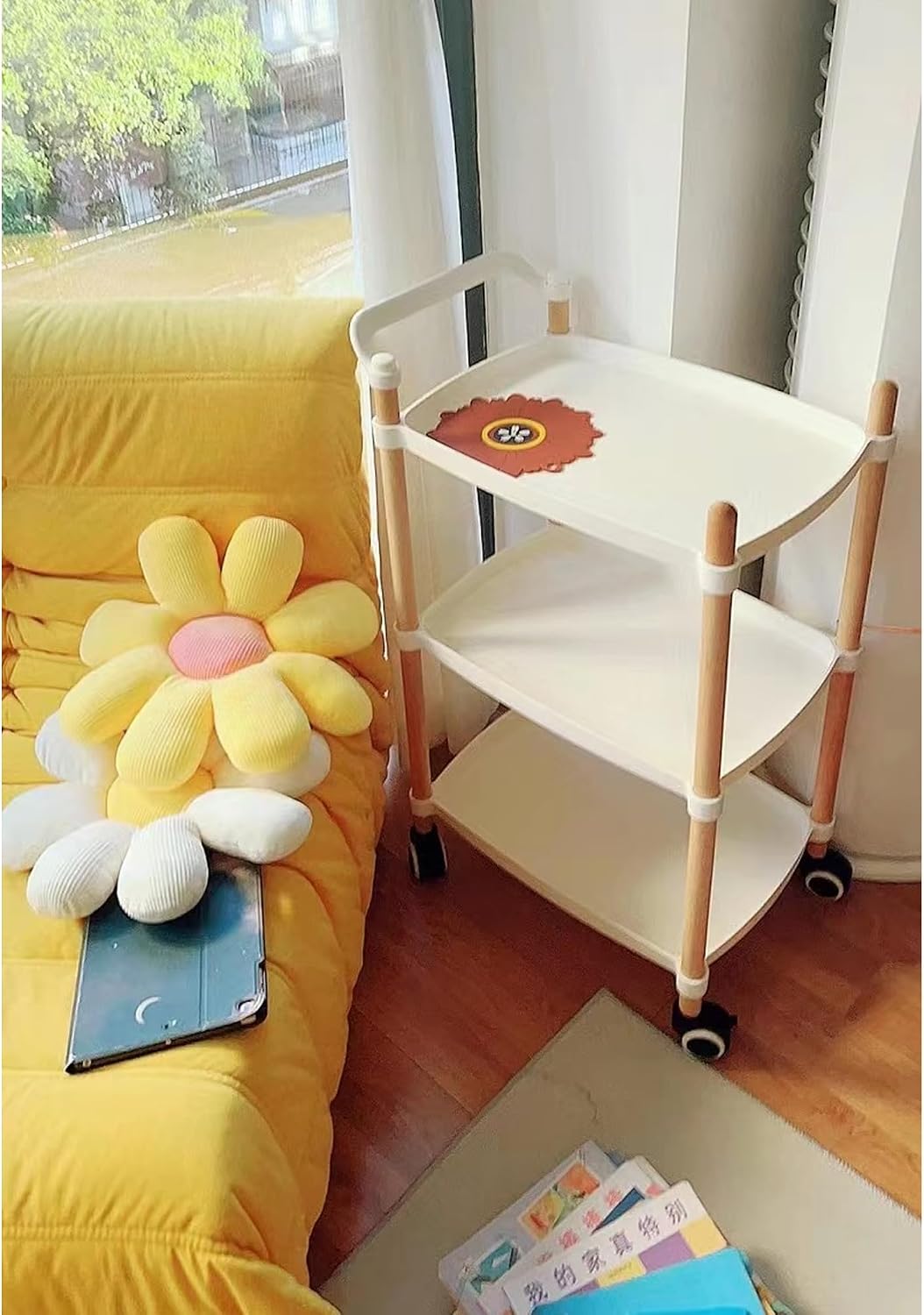 3 tier white organizer with wood - Thumbnail 2